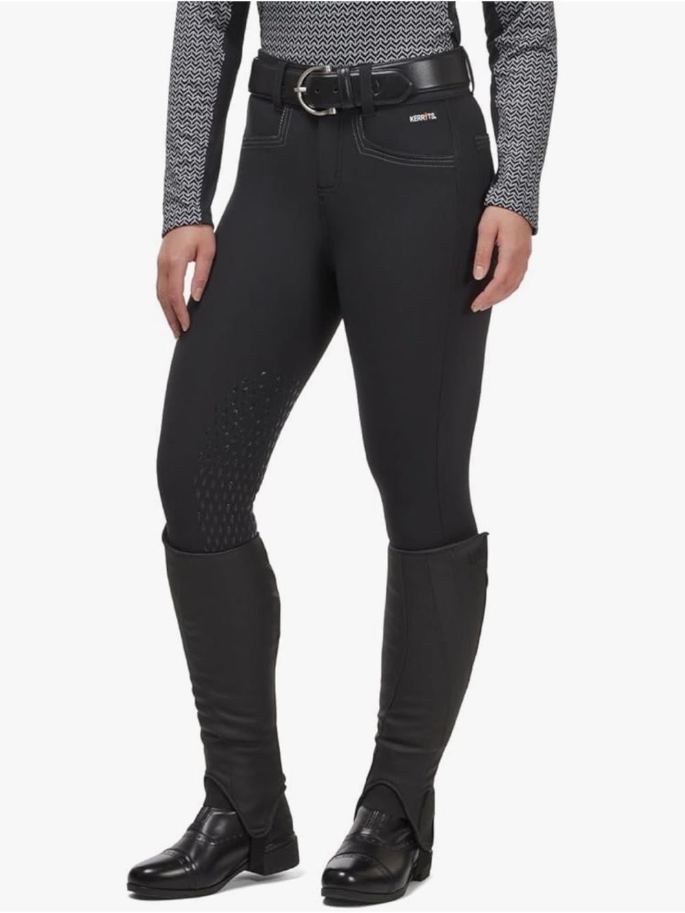Kerrits K Flex Knee Patch Equestrian Riding Breeches Black 26